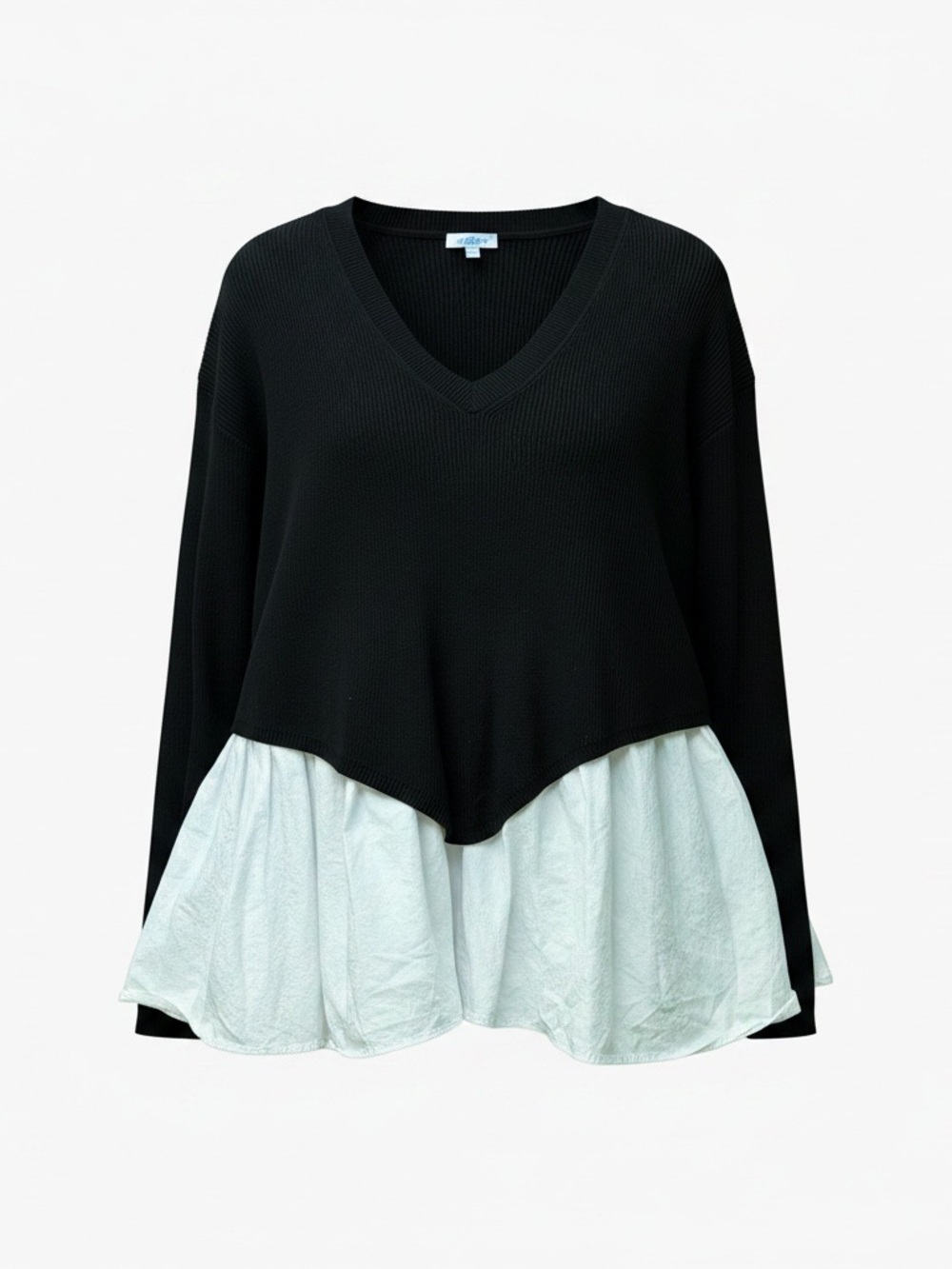 Cocobleu V-Neck Sweater with Peplum Hem
